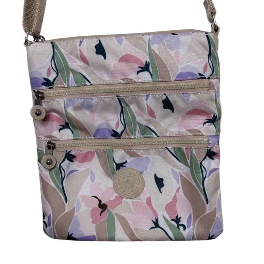 Kipling White Floral Small Square Crossbody Bag BLEMISH